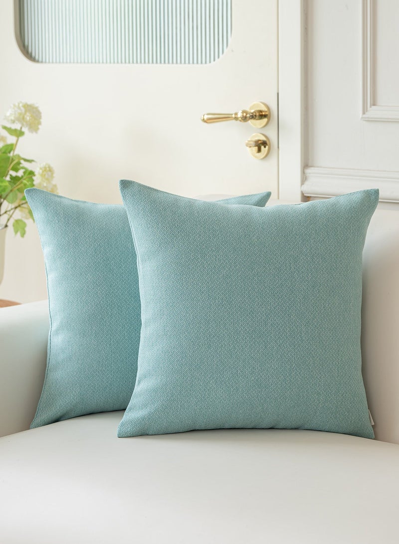 a moment Cushion Covers 50 x 50 CM Teal Textured Decorative Throw Pillow Covers Modern Farmhouse Pillowcase Solid Cushion Cover Pack of 2 for Home Decor Sofa Bedroom - Image 1